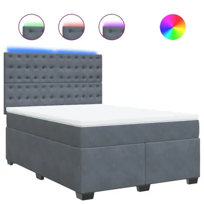 Produktbild von Boxspringbett mit Matratze Dunkelgrau 140x190 cm Samt