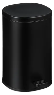 Image de Poubelle de salle de bain Relaxdays, 5 litres, poubelle cosmétique avec fermeture en douceur, finition mate, seau intérieur amovible, poubelle à pédale, noire