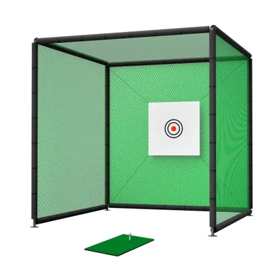 Produktbild von Golfnetz Übungskäfig 3x3x3m Perfekt geeignet für alle Golfer Geeignet für Innen und Aussenbereich Golf Übungsnetze Golf schlagkäfig mit Ziel und Matte