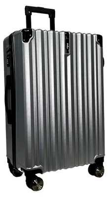 Produktbild von Hartschalen Reisekoffer Trolley ABS Tasche Leicht 4 Doppelrollen (Handgepäck-Mittel-Groß-Set) Nummernschloss (Silber, Handgepäck (55cm))