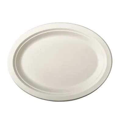 Produktbild von Papstar Teller, Zuckerrohr "pure" oval 32 cm x 25,5 cm x 2 cm weiß, 10 x 50 Stück