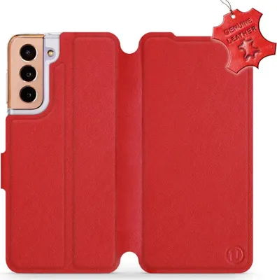 Zdjęcie produktu dla Skórzane etui na telefon Galaxy S21, Mobiwear Leather, czerwone