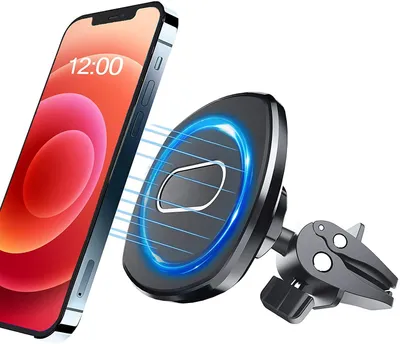 Magnetische Auto-Handyhalterung, Kunstleder, MagSafe-kompatibel, schwarz