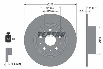 Obrázok produktu pre 2 brzdové kotúče Textar 276 mm vzadu pre Alfa Romeo 166 Lancia Kappa