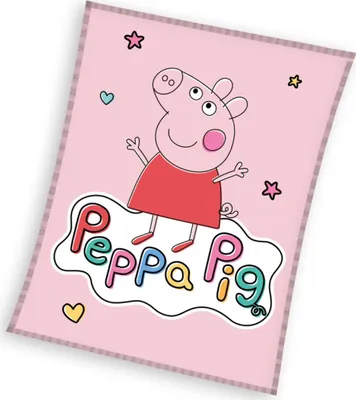 A cartoon illustration of Peppa Pig standing on a cloud with the words 'Peppa Pig' written below her.