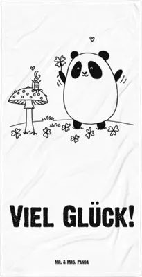 Produktbild von Mr. & Mrs. Panda Handtuch Panda Glück - Weiß - Geschenk, Duschtuch, Badehandtuch, Großes, Frottee-Handtuch, Strandtuch