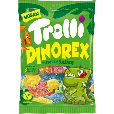 Zdjęcie produktu dla Trolli Dino Rex guma owocowa dinozaur owocowa i extra kwaśna 200g