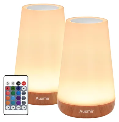 Zdjęcie produktu dla Lampa nocna, zestaw 2 sztuk, 13 kolorów, lampka stołowa LED, ładowanie przez USB, możliwość regulacji jasności