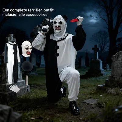 Image de Costume "Terrifier", masque en latex, taille XL, pour Halloween