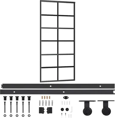 Obrázok produktu pre vidaXL Posuvné dvere s kovaním ESG sklo a hliník 90x205 cm
