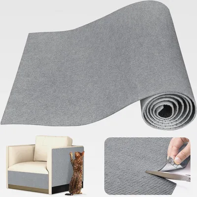Produktbild von Selbstklebend Kratzschutzmatte, 200X40cm Kratzmatte Katze, Kratzschutz Sofa, Trimmbarer Katzenkratzer Couch Schutz, DIY Krallen Katzenteppich für Sofa & Wand (Hellgrau)