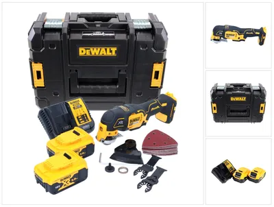 Image de DeWalt DCS355P2 Outil oscillant multi-cutter sans fil 18V Brushless + 2x Batteries 5,0Ah + Chargeur + Accessoires 29 pcs. + Coffret TSTAK