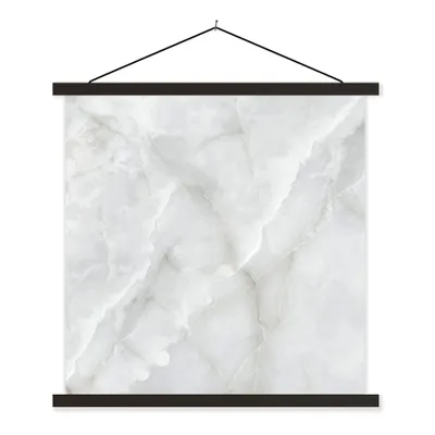 Produktbild von MuchoWow® Textilposter Marmor - Weiß - Muster - Stein - Marmoroptik 120x120 cm mit schwarzem Rahmen - Aufhängungsset