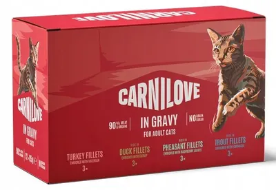 Produktbild von CARNILOVE Cat Pouch Gravy Box - Nassfutter für Katzen - 12x85g
