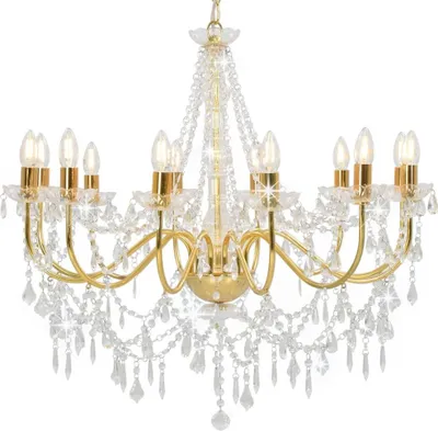 Image de Lustre avec perles Doré 12 ampoules E14