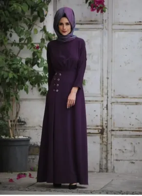 Produktbild von Abendkleid Abaya Lang Hijab Lila 38 Tesettür Abiye GK-277