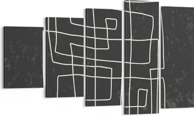 Produktbild von Bild auf Leinwand - Leinwandbild - 5 Teile - Schwarzweiß Labyrinth Linie - 100x60cm - Wand Bild - Wanddeko - Wandbilder - Leinwanddruck - Bilder - Wanddekoration - Leinwand bilder - EG100x60-5110