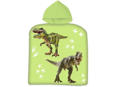Produktbild von Dino Kinder Poncho Badetuch mit Kapuze Strandtuch 50x100cm - Dinosaurier