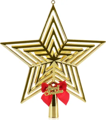 Produktbild von COM-FOUR® Goldfarbene Christbaumspitze in Stern-Form - Stern für die Weihnachtsbaum-Spitze - Weihnachtsbaumschmuck - Christbaum-Schmuck aus Kunststoff