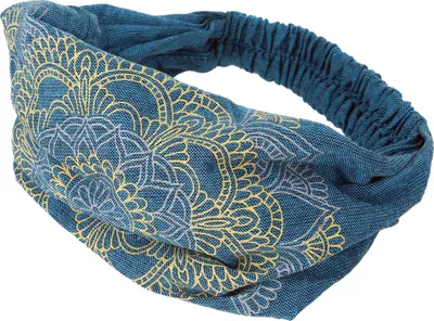 Produktbild von Haarband, Kopfband, Bandana Mandala Kopfbedeckung - Petrol, Uni, Blau, Baumwolle, Stirnbänder