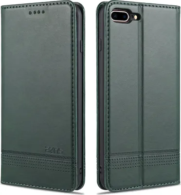 Image de coque pour iPhone 8 Plus, portefeuille avec fermeture magnétique et support, coque en cuir pour iPhone 7 Plus / 8 Plus vert