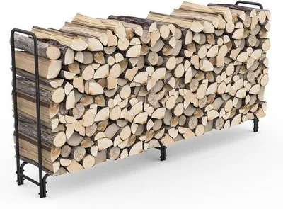 Produktbild von Famanu Feuerholzregal Metall - für Innen und Außen, 244 x 34,3 x 122,5 cm