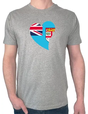 Produktbild von Huuraa Herren T-Shirt Fidschi Flagge Herz S Sport Grey Bio Baumwolle Fairtrade Herrenshirt Geschenkidee