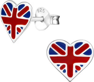 Produktbild von WM Ohrstecker: Flaggen Herz Ohrringe Silber Fahne Fanartikel Schmuck United Kingdom (Vereinigtes Königreich)