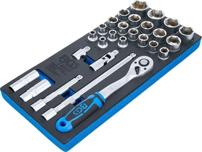 Produktbild von BGS 74607 Werkstattwageneinlage 1/3 Steckschlüsselsatz Zoll 12.5mm 27-tlg.