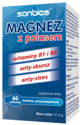 Obrázok produktu pre SANBIOS Horčík s draslíkom 60 tabliet.