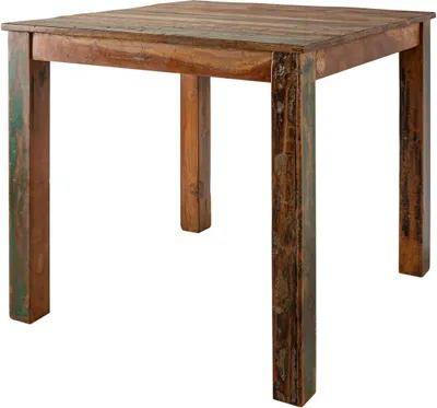 Image de MASSIVMOEBEL24 | Table à manger 80x80 Bois de récupération laqué Multicolore NATURE OF SPIRIT #124