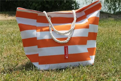 Produktbild von XXL Strandtasche Badetasche Shoppingtasche gestreift Kordel Maritim Beach Bag 084