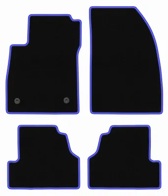 Image de Tapis de sol en moquette pour Opel Mokka X 2016- (crossover) – jeu 4 pièces, noir/bleu, sur mesure – Wielganizator CARLUX
