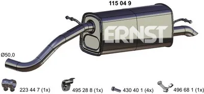 Produktbild von ERNST 115049 Endschalldämpfer für SKODA Fabia II Combi (545) Auspuff
