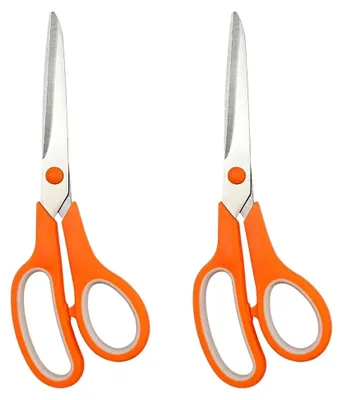 Produktbild von 2 orangefarbene Studentenscheren, 20,3 cm, multifunktionale Scheren mit Edelstahl-Komfortgriff