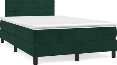 Zdjęcie produktu dla vidaXL Łóżko sprężynowe z materacem ciemnozielone 120x190 cm aksamitne