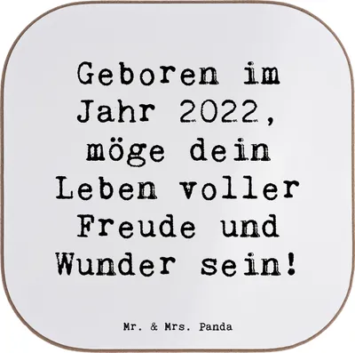 Produktbild von Mr. & Mrs. Panda Untersetzer für Gläser Spruch 2022 Geburtstag - Weiß - Geschenk, gläseruntersetzer, Holzuntersetzer, Happy Birthday, Coaster, einzigartiger, Geburtsjahr