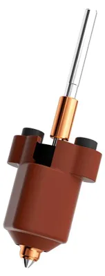 A close-up product shot of a 3D printer nozzle assembly.