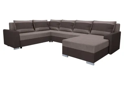 Obrázok produktu pre Kondela Rohová sedačka U s rozkladom Andres U L/P - tmavohnedá / hnedosivá (taupe)