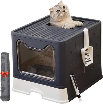 Produktbild von Famanu Katzentoilette mit Deckel - Schwarz