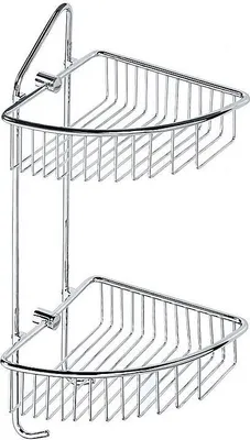 Produktbild von BYTRO Doppeleckseifenkorb Messing Chrom poliert 205x220x500 mm für Bad & WC >> zum Bohren