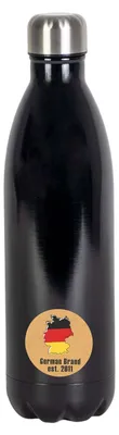 Produktbild von Intirilife Isolierkanne in SCHWARZ – 1 Liter Edelstahl Thermoskanne Isolierflasche Auslaufsicher perfekt geeignet für kalte und heiße Getränke bei der Arbeit, bei Ausflügen, Camping etc.