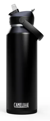 Isolierflasche mit Flip-Trinkhalm, 1,2 l, Schwarz