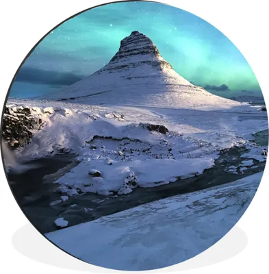 Produktbild von MuchoWow® Aluminium Wandkreis Island - Berg - Schnee Ø 30 cm Wanddeko Modern Wohnzimmer - Wand Bild - Wohnzimmer - Runde Bilder - Alubilder - Kunst für zu Hause - Aluminium - Wanddekoration