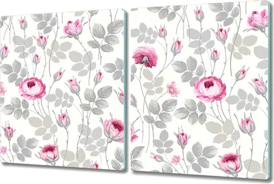 Produktbild von Glas-Herdabdeckplatte Glaskeramikkochfeld-Abdeckung Spritzschutz - 2x 40x52 cm - Pastell Rosen Blumen