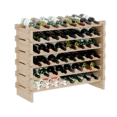 Produktbild von Lenmar Weinregal aus Holz für Flaschen, RW-STK-48, 48 Flaschen, 13 liegen, Beige, Wein, Flaschenregal, Kellerregal, Regale, Flaschenhalter, 68,3x90x30 cm