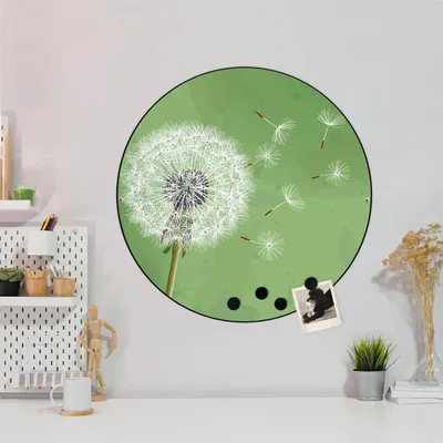 Produktbild von Design Stahlmagnettafel Schwarz Rund 47cm Pusteblume 3
