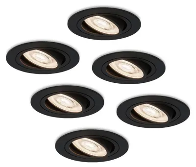 Produktbild von hoftronic LED Einbaustrahler 6W 570lm 4000K Schwarz Dimmbar Schwenkbar Set 6x
