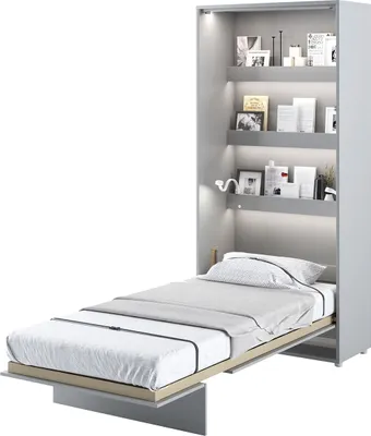 Produktbild von MEBLINI Schrankbett Bed Concept - Wandbett mit Lattenrost - Klappbett mit Schrank - Wandklappbett - Murphy Bed - Bettschrank - BC-03 - 90x200cm Vertikal - Grau Matt