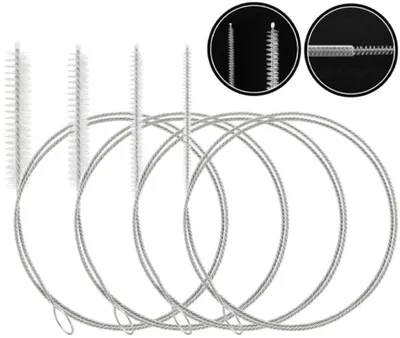Produktbild von Strohhalm Reinigungsbürsten - 4 Stück - 100 cm extra lang - Dünne Flaschenbürsten für Strohhalme, Flaschen und enge Flaschenhälse - Weiß
